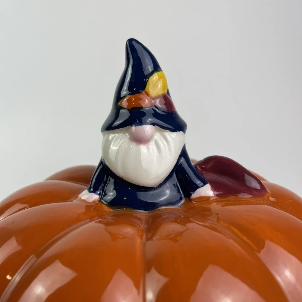 Sheffield Home Halloween Wizard Vintage Retro Large Pumpkin Cookie Biscuit Jar